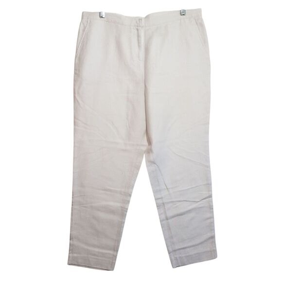 Peter Nygard Women's White Linen Blend Cropped Pants, Estimated Size 12 - Picture 1 of 12